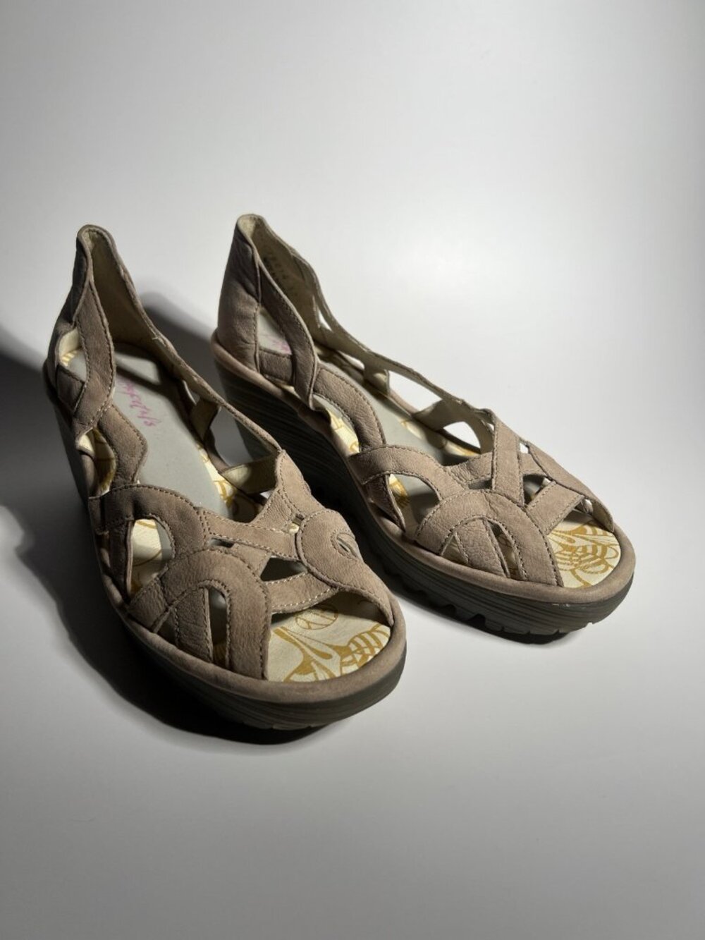 Fly London Yadi Leather Wedge Shoes Olive Green Women’s EU 38 US 7.5 - Picture 2 of 14